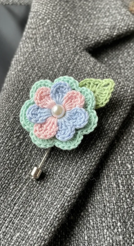 Crochet Flower Brooch
