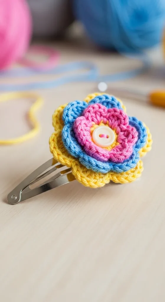 Crocheted Flowers for Hair Clips