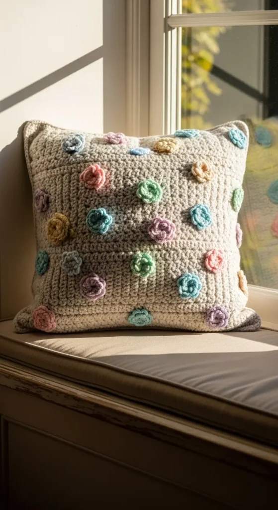 Floral Appliqué Pillow