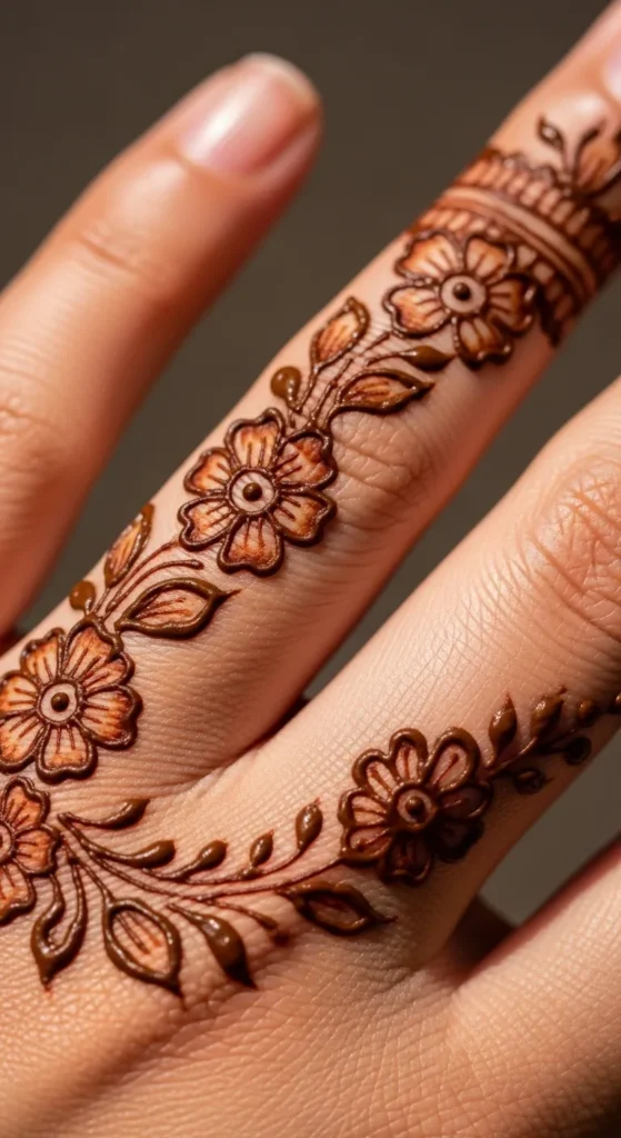 Floral Finger Mehndi Design