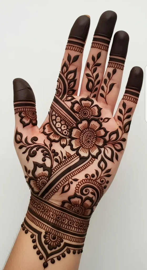 Floral Palm Mehndi Design with Modern Twist