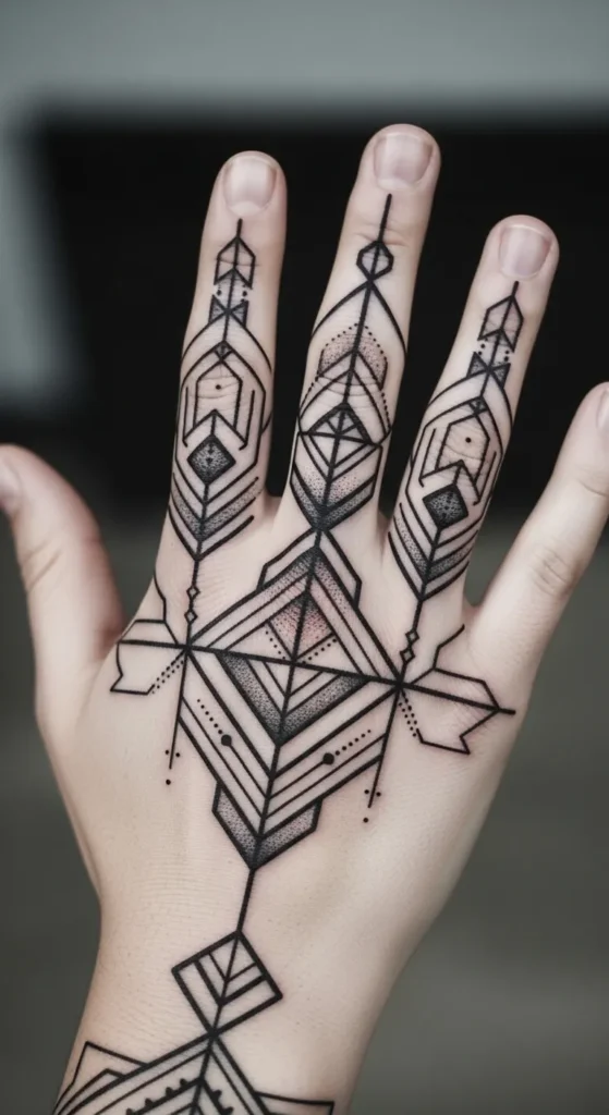 Geometric Finger Mehndi Design