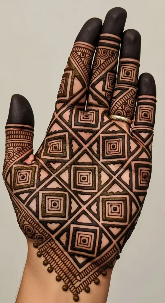 Geometric Palm Mehndi Design