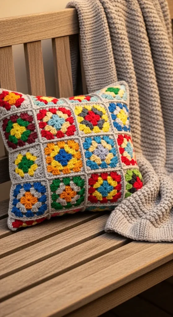 Granny Square Pillow