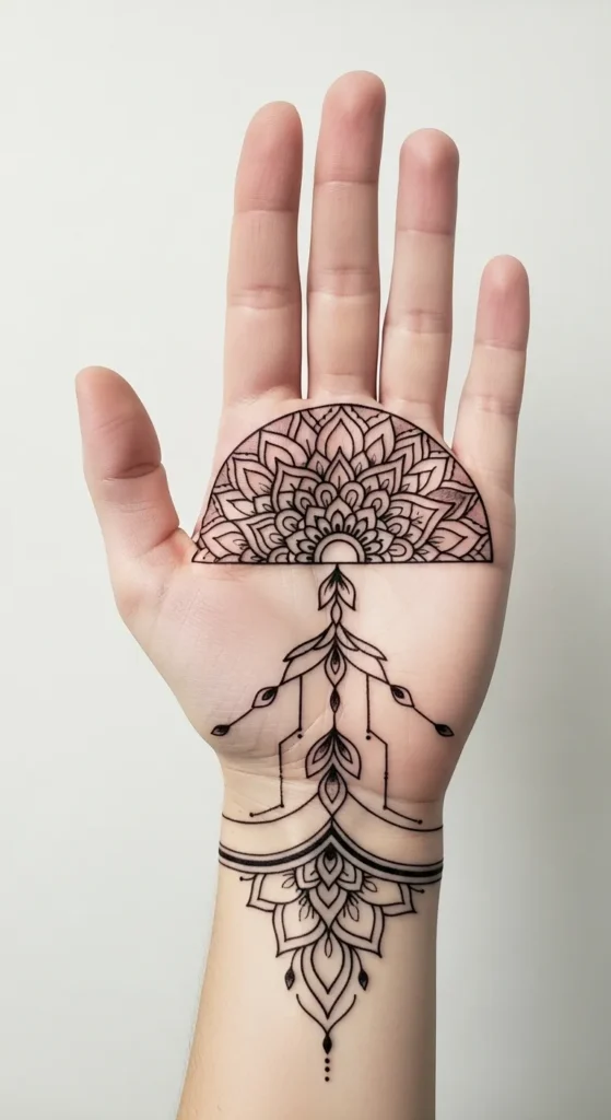 Half Palm Mandala Design