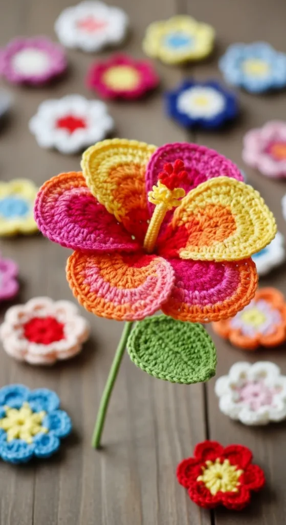  Hibiscus Crochet Flower