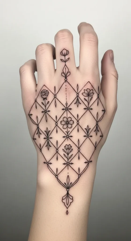 Latticework with Tiny Flowers