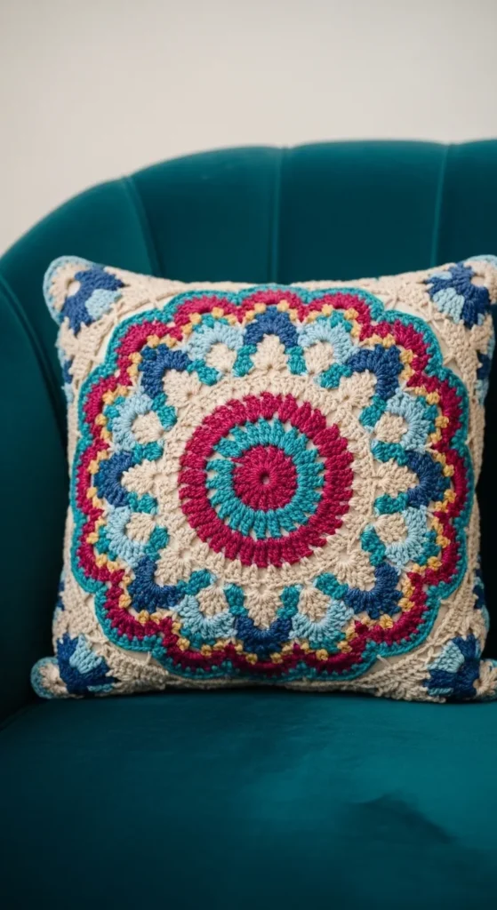Mandala Crochet Pillow
