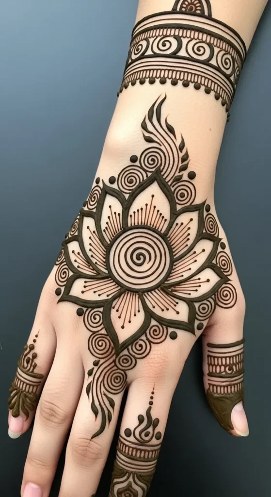 Mandala Lotus with Spiral Design