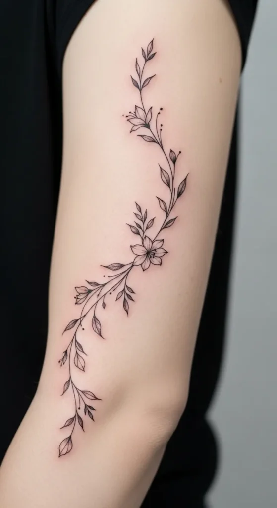 Minimalist Floral Vine Along the Arm