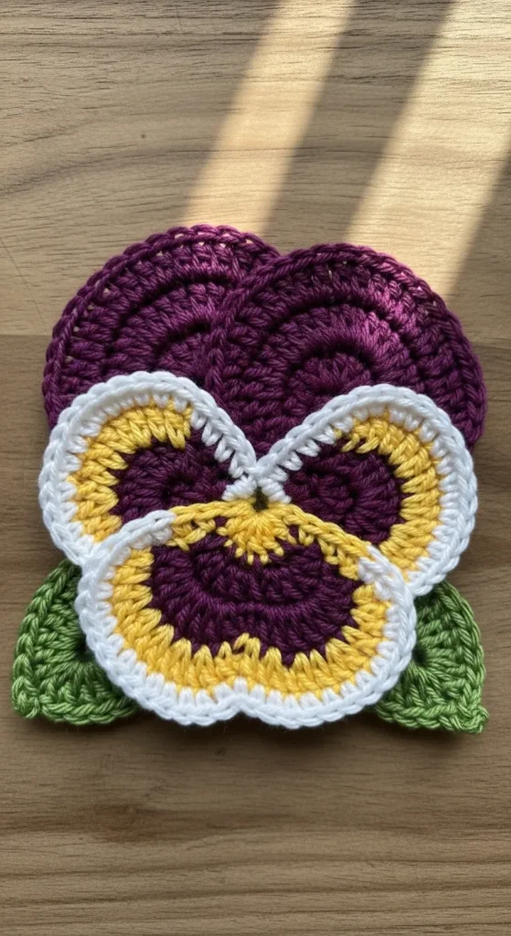  Pansy Crochet Flower