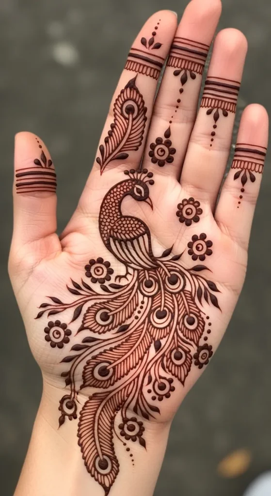 Peacock-Inspired Mehndi Design
