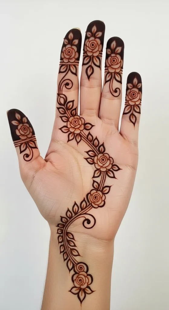 Rose Design on Fingers