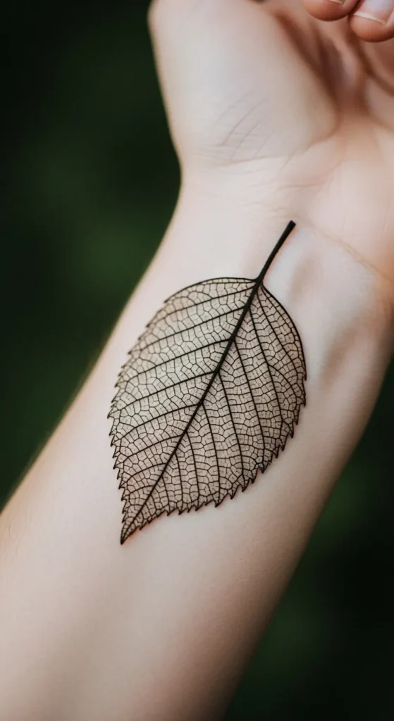 Single Elegant Leaf on the Wrist