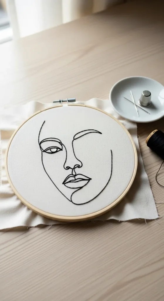 Modern Face Outline Art