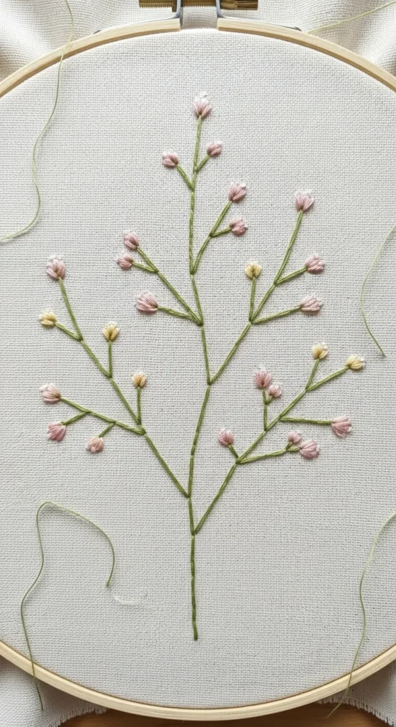 Simple Flower Stem Stitch