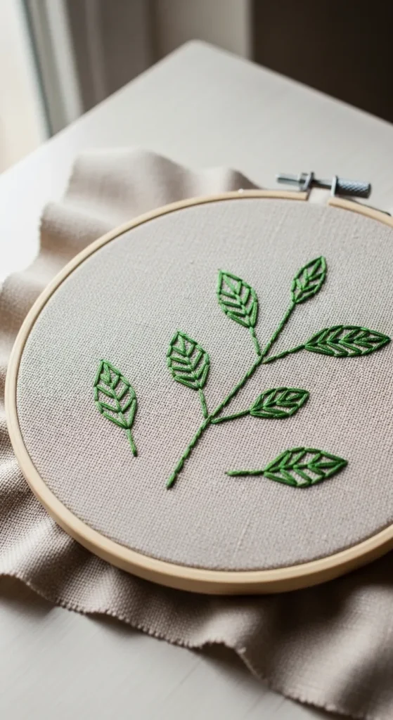 Straight Stitch Leaf Pattern