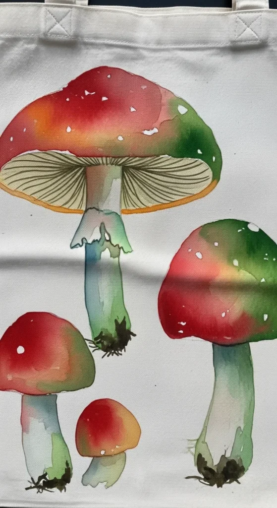 Watercolor Style Mushrooms