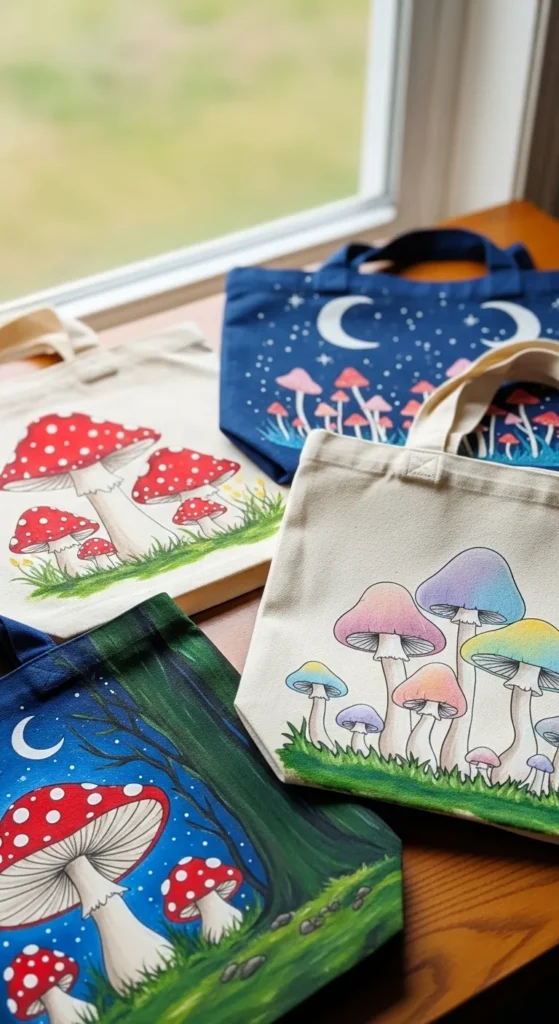 mushroom tote bag painting ideas