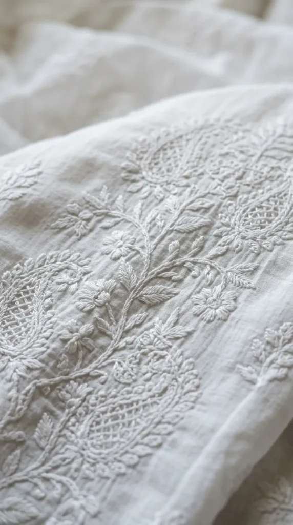 Chikankari White Thread Art