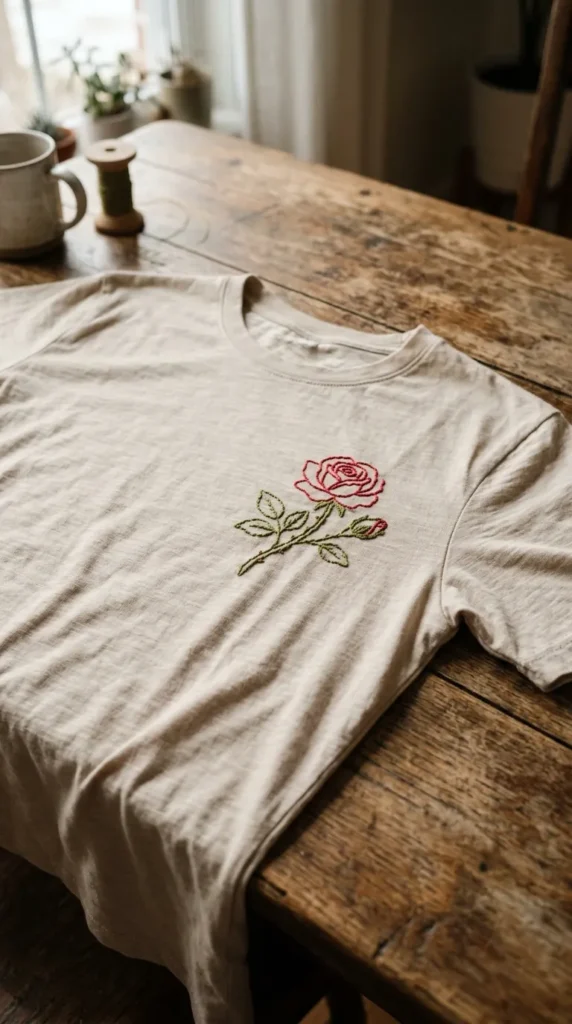 Classic Rose Outline Embroidery