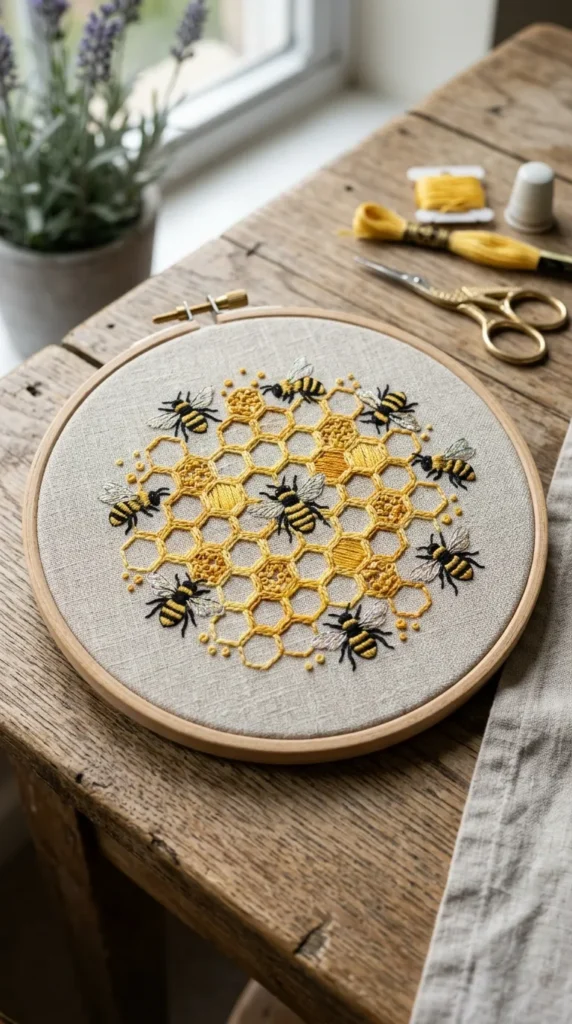 Cute Bee and Honeycomb Pattern