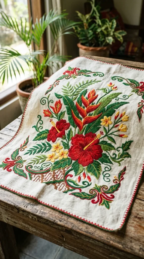 Indonesian Floral Stitch Art