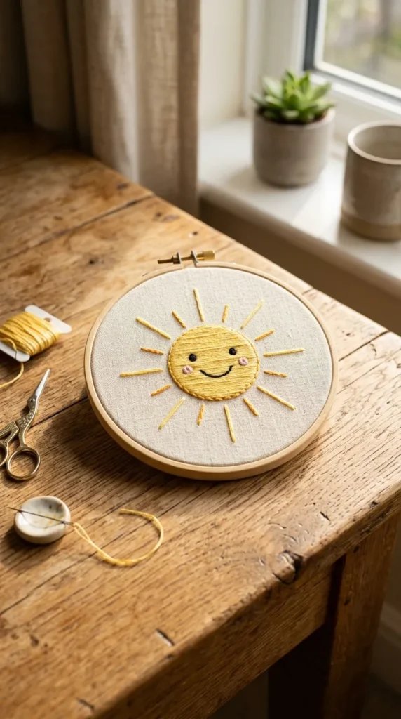 Minimal Sun Face Stitch