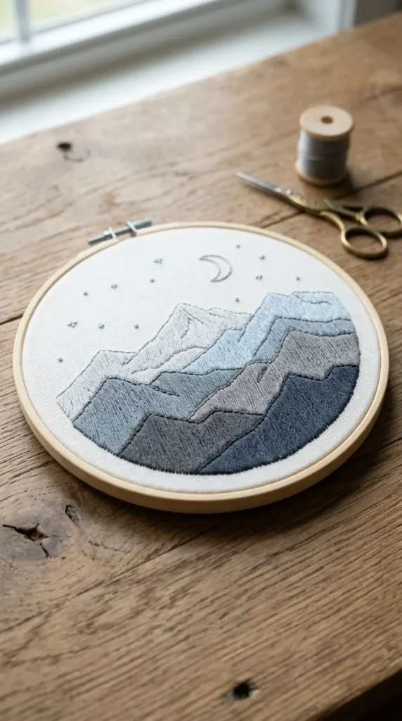 Mountain Silhouette Stitch Art