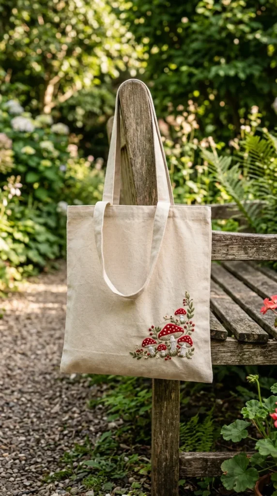 Mushroom Nature Embroidery Style