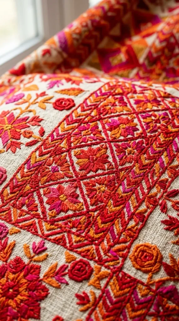 Phulkari Floral Grid Embroidery