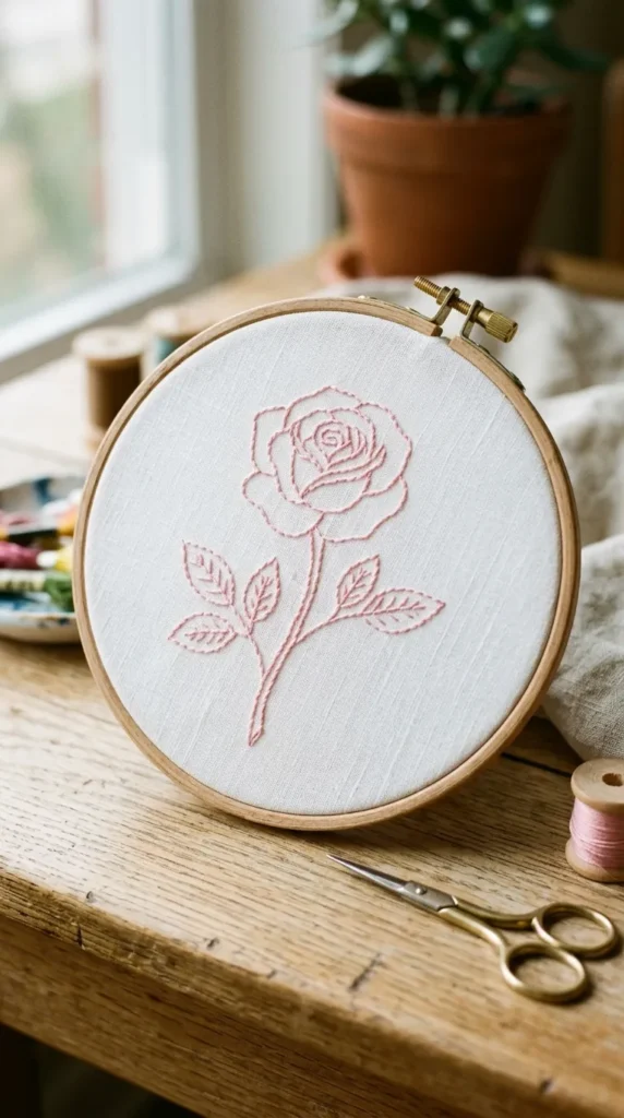 Simple Rose Outline Stitch