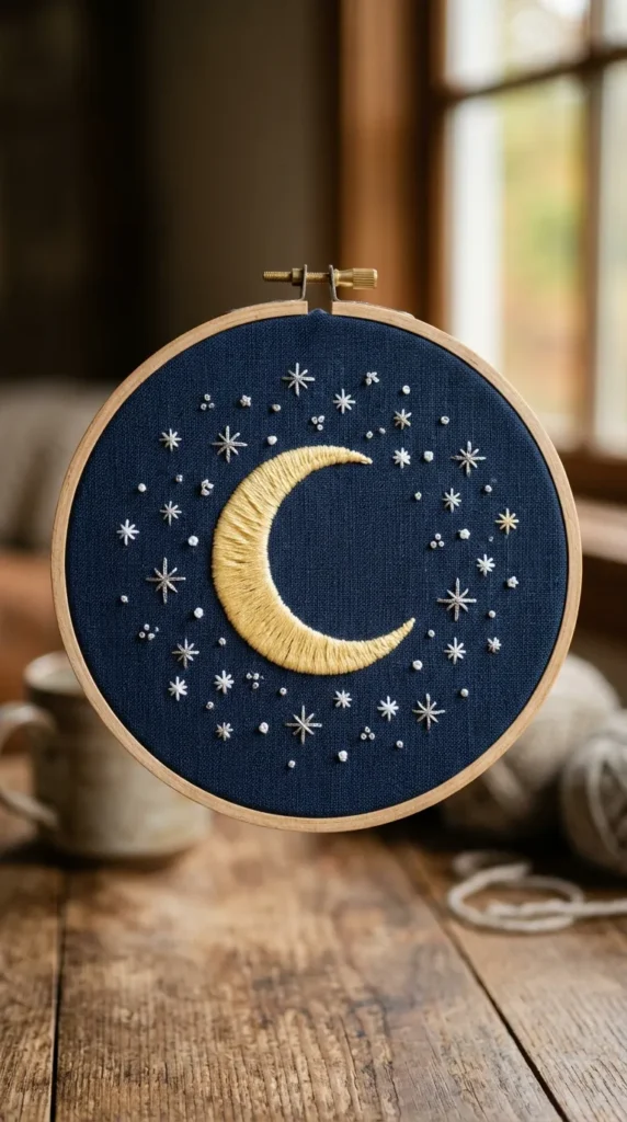 Sleepy Moon and Stars Hoop