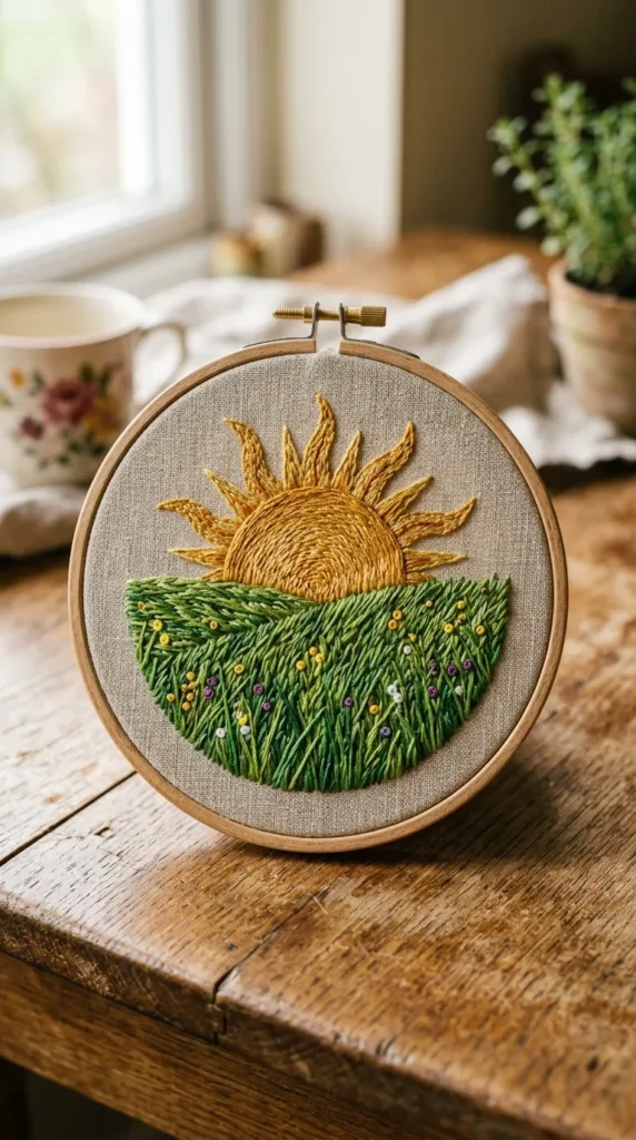 Sun and Grass Field Scene