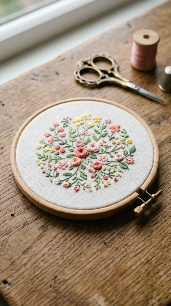 Tiny Floral Corner Embroidery