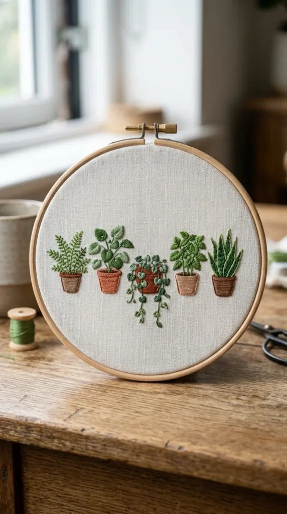 Tiny Plant Pot Embroidery