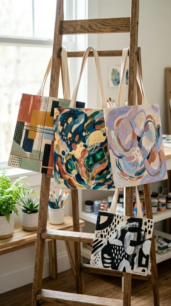 abstract tote bag painting ideas