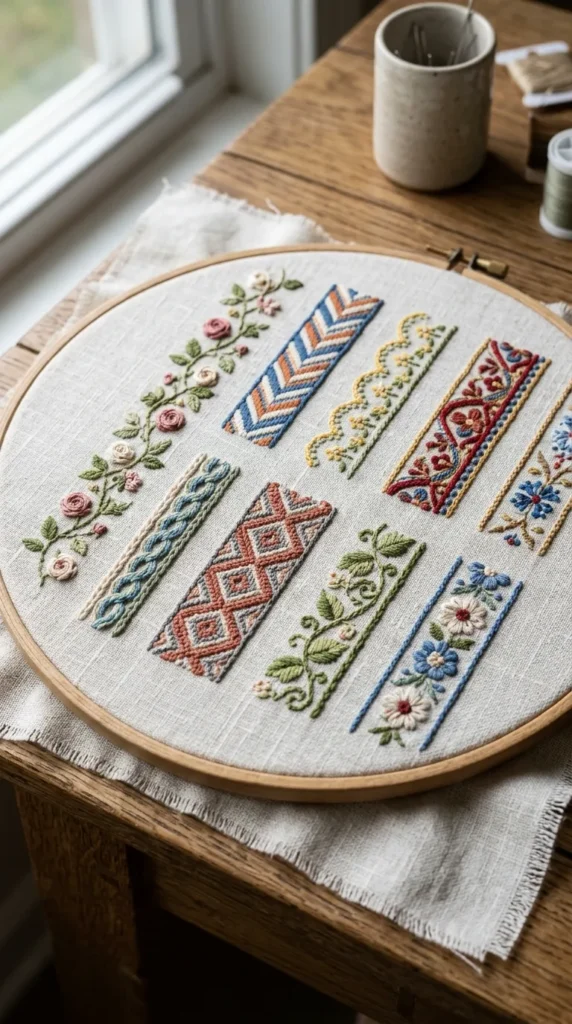 hand embroidery border designs