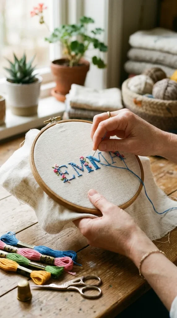 how to embroider names by hand
