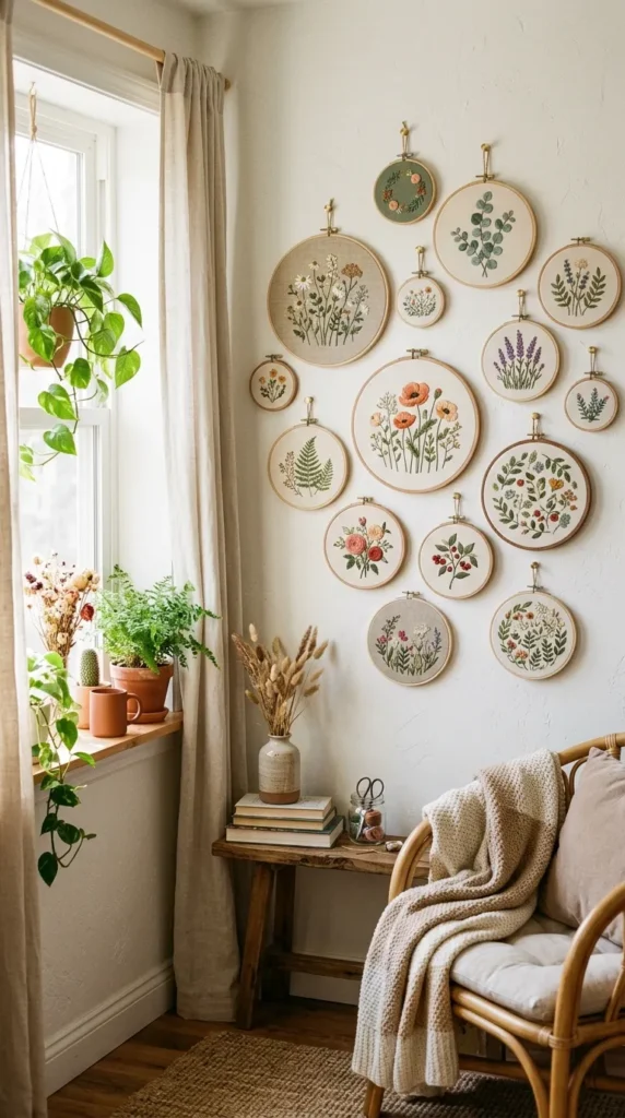 how to make embroidery hoop wall art