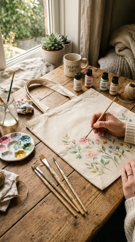 how to paint a canvas tote bag