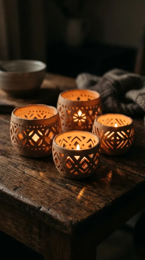 Carved Pattern Tea Light Holders