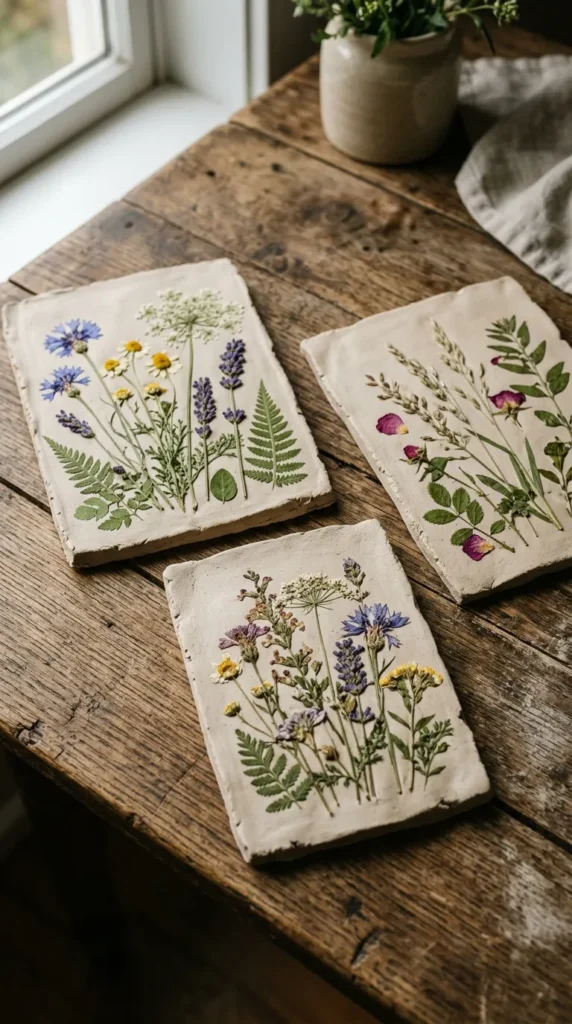 Pressed Flower Clay Pieces