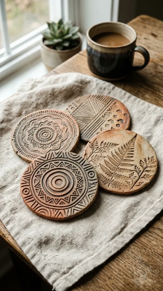 Small Textured Clay Coasters